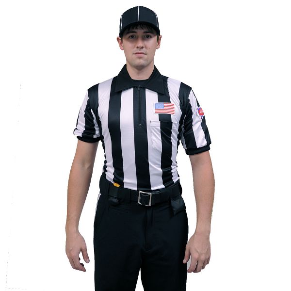 Honig's 2" Striped Ultra Tech NCAA Short Sleeve Football Jersey With Placket And Flag On Left Chest **ALL SALES FINAL**
