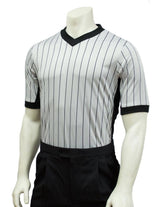 Smitty BKS-206 Grey Elite V-Neck Shirt w/Black Pinstripes - 3" Side Panel
