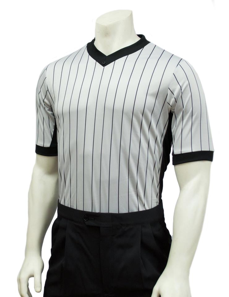 Smitty BKS-206 Grey Elite V-Neck Shirt w/Black Pinstripes - 3" Side Panel