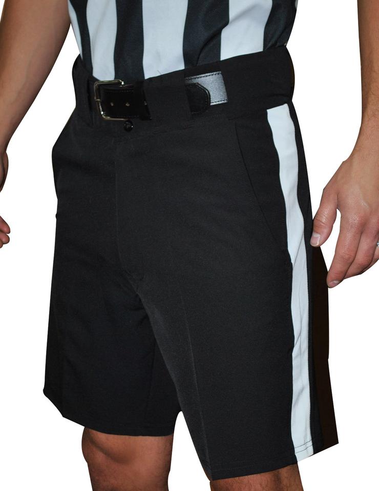 Smitty FBS-180 Black Referee Shorts with 1 1/4" White Stripe