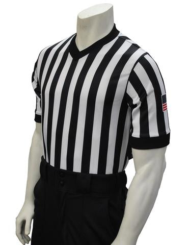 Smitty USA-200 Dye Sub 1" Stripe V-Neck Shirt with USA Flag