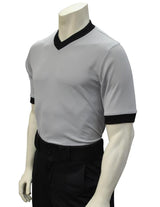 Smitty USA-218 Performance Mesh Solid Grey w/Black Trim V-Neck Shirt