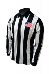 Honig's 2.25" Striped Long Sleeve Football/Lacrosse Jersey With Sublimated American Flag On Left Chest